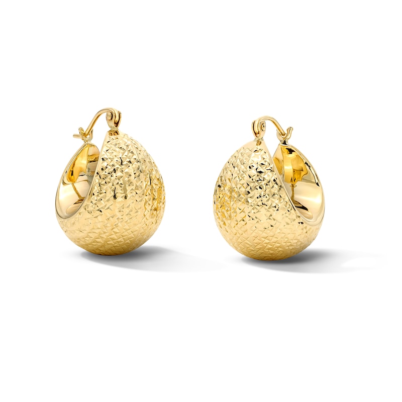 Main Image 1 of Diamond-Cut Tapered Dome Hoop Earrings in 10K Gold