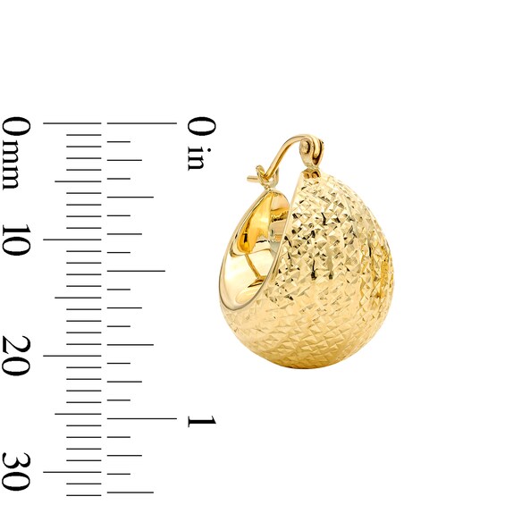 Diamond-Cut Tapered Dome Hoop Earrings in 10K Gold