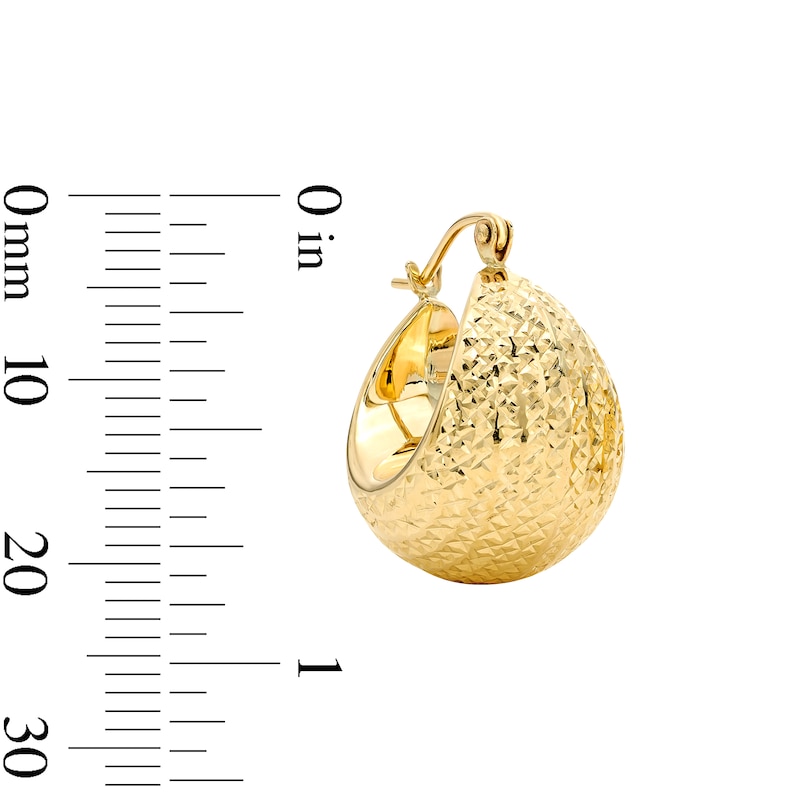 Main Image 3 of Diamond-Cut Tapered Dome Hoop Earrings in 10K Gold