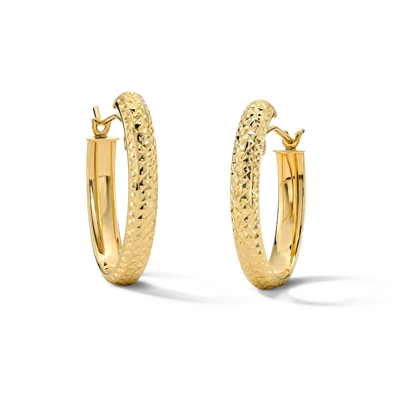Main Image 1 of 21.0mm Diamond-Cut Hoop Earrings in 10K Gold