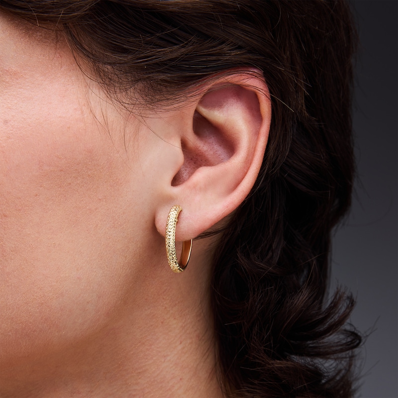 Main Image 2 of 21.0mm Diamond-Cut Hoop Earrings in 10K Gold