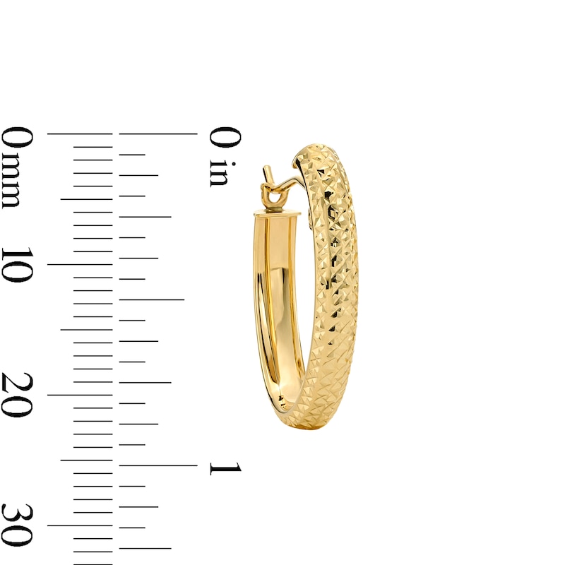Main Image 3 of 21.0mm Diamond-Cut Hoop Earrings in 10K Gold