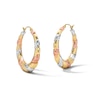 Thumbnail Image 1 of Tapered Tri-Tone Hoop Earrings in 10K Gold and 10K Rose Gold Plate