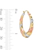 Thumbnail Image 3 of Tapered Tri-Tone Hoop Earrings in 10K Gold and 10K Rose Gold Plate