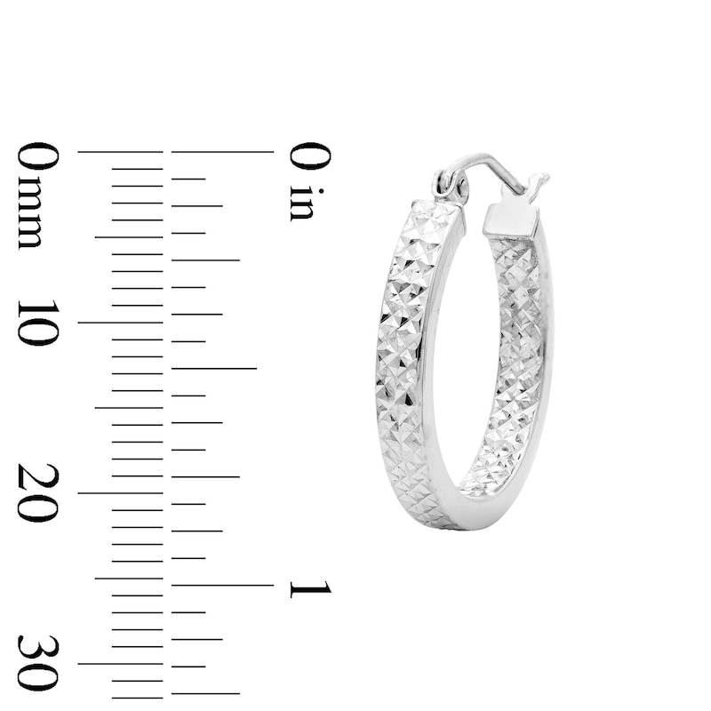 Main Image 3 of 21.0mm Diamond-Cut Square Tube Hoop Earrings in Sterling Silver