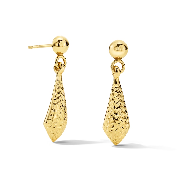 Main Image 1 of Diamond-Cut Drop Earrings in 10K Gold