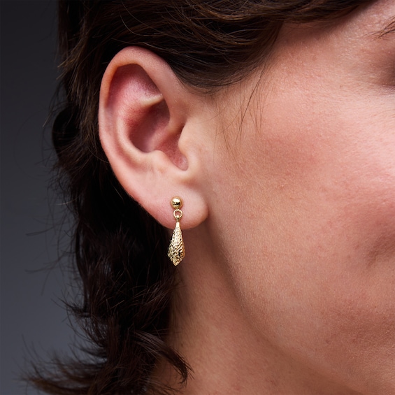 Diamond-Cut Drop Earrings in 10K Gold