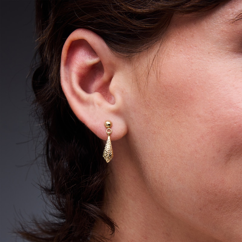 Main Image 2 of Diamond-Cut Drop Earrings in 10K Gold