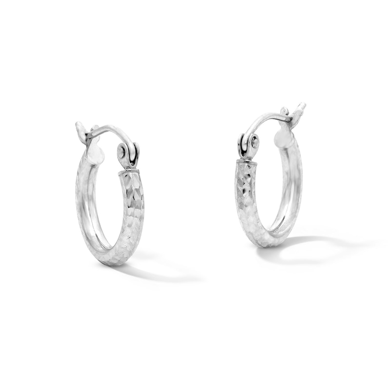Main Image 1 of 14.0mm Diamond-Cut Hoop Earrings in Sterling Silver
