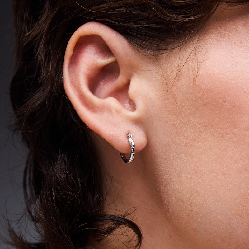 Main Image 2 of 14.0mm Diamond-Cut Hoop Earrings in Sterling Silver