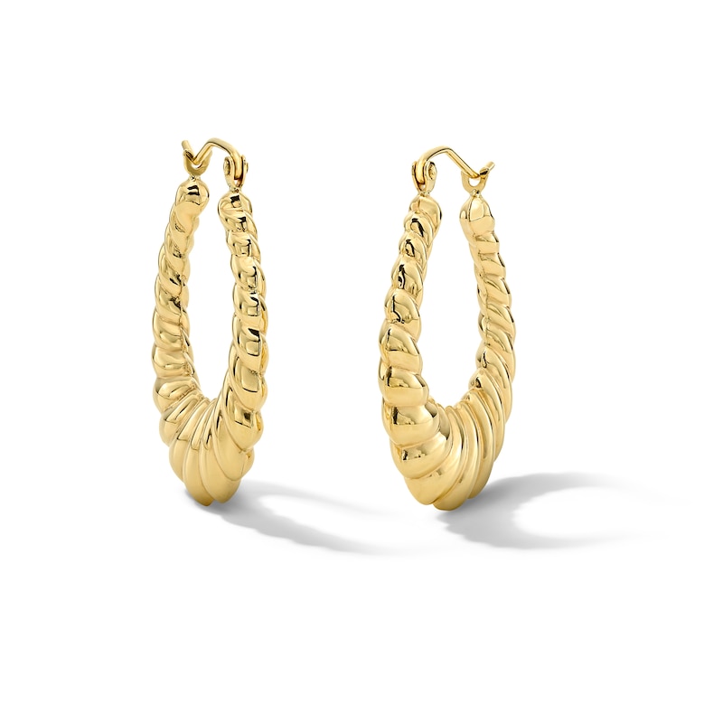 Main Image 1 of Tapered Twist Hoop Earrings in 10K Gold