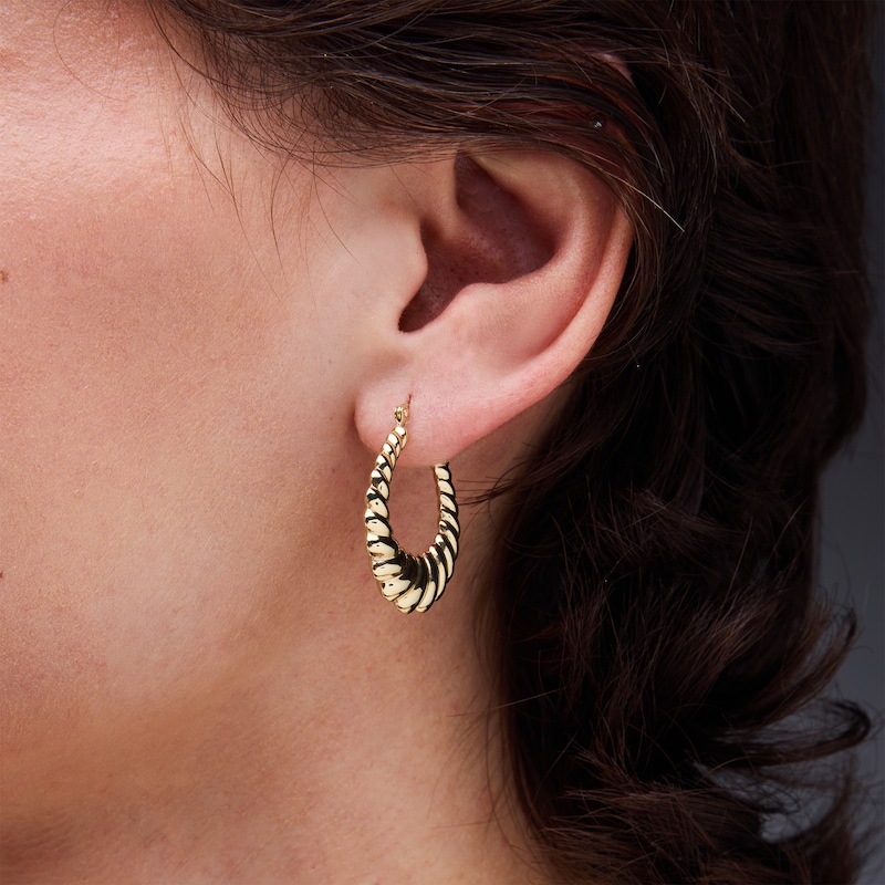 Main Image 2 of Tapered Twist Hoop Earrings in 10K Gold