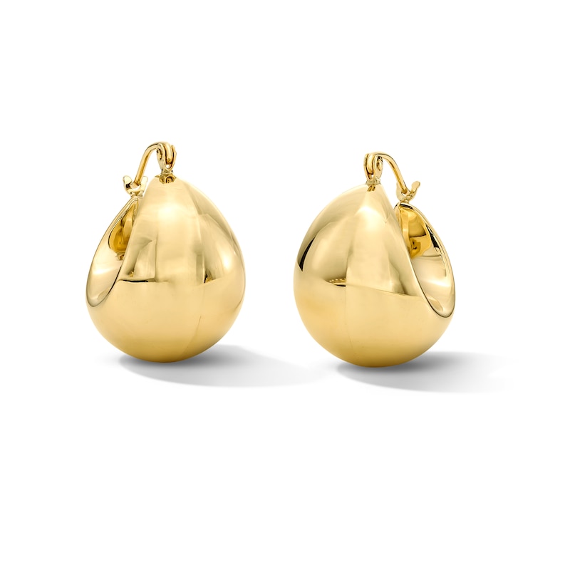 Main Image 1 of Tapered Dome Hoop Earrings in 10K Gold