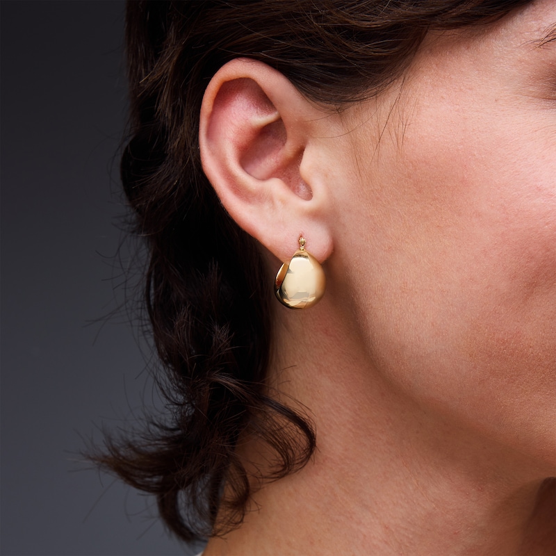Main Image 2 of Tapered Dome Hoop Earrings in 10K Gold