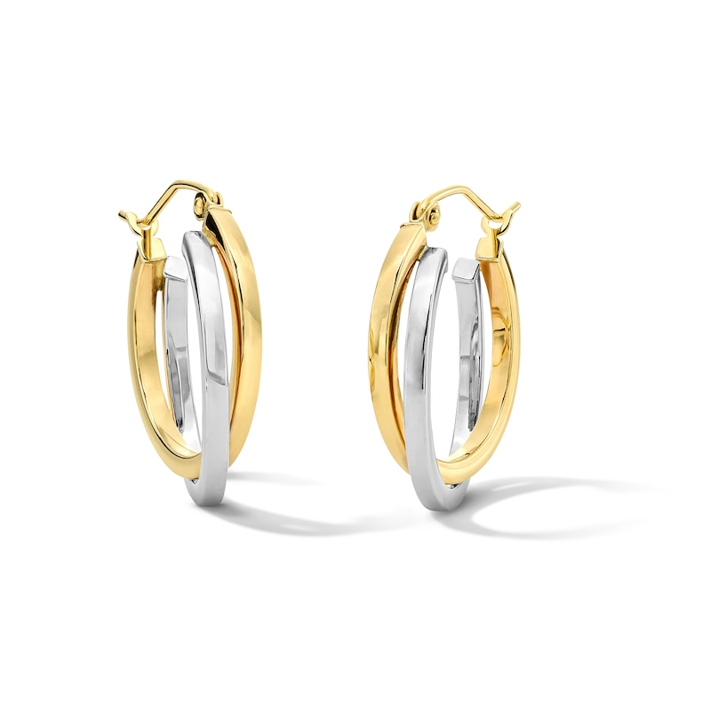 Main Image 1 of Criss-Cross Hoop Earrings in 10K Gold