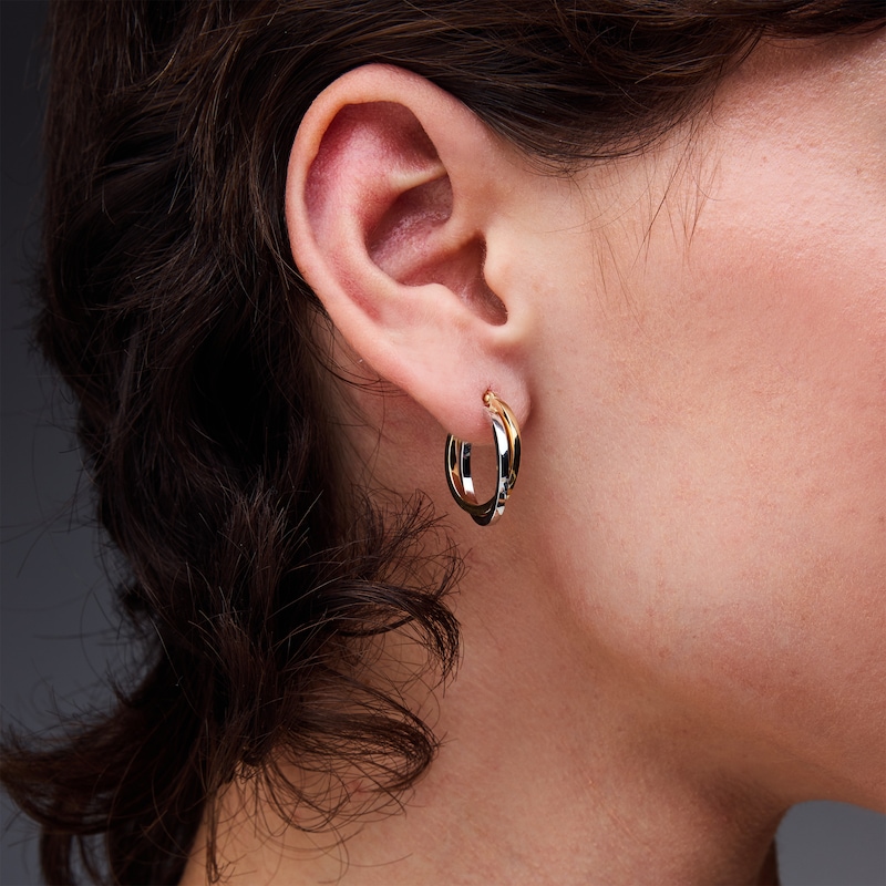 Main Image 2 of Criss-Cross Hoop Earrings in 10K Gold