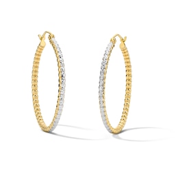 30.0mm Diamond-Cut Beaded Hoop Earrings in 10K Gold