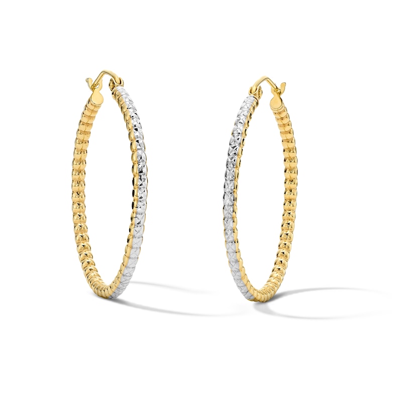 Main Image 1 of 30.0mm Diamond-Cut Beaded Hoop Earrings in 10K Gold