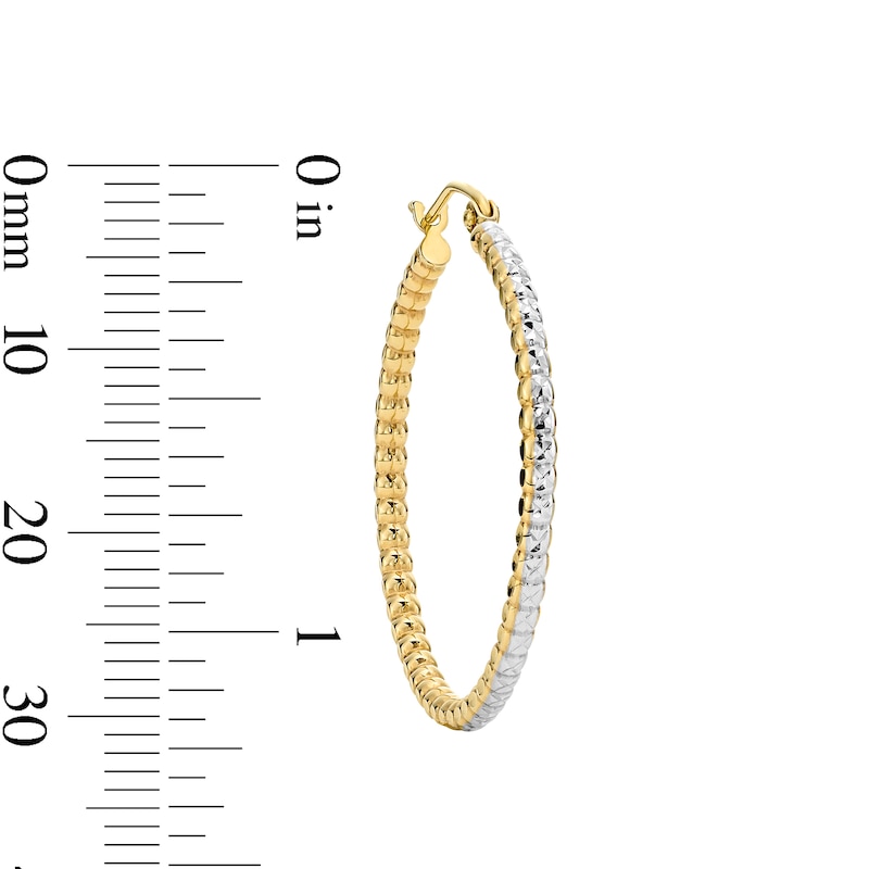 Main Image 3 of 30.0mm Diamond-Cut Beaded Hoop Earrings in 10K Gold