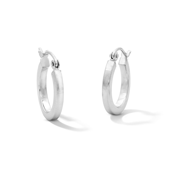 16.0mm Square Tube Hoop Earrings in Sterling Silver
