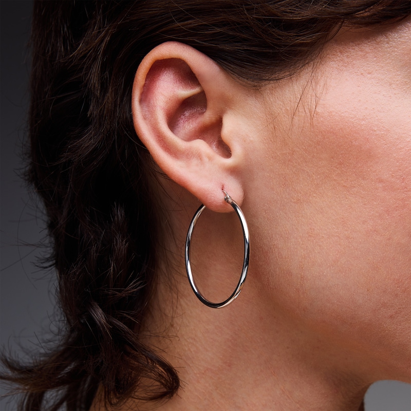 Main Image 2 of 41.0mm Tube Hoop Earrings in Sterling Silver