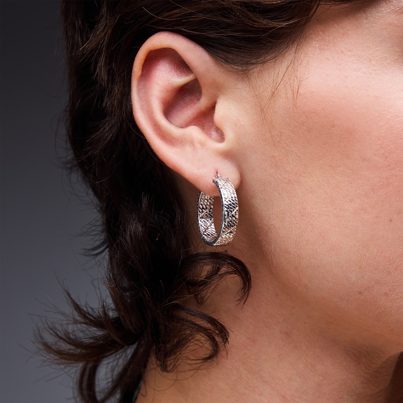 Main Image 2 of 26.0mm Diamond-Cut Hoop Earrings in Sterling Silver