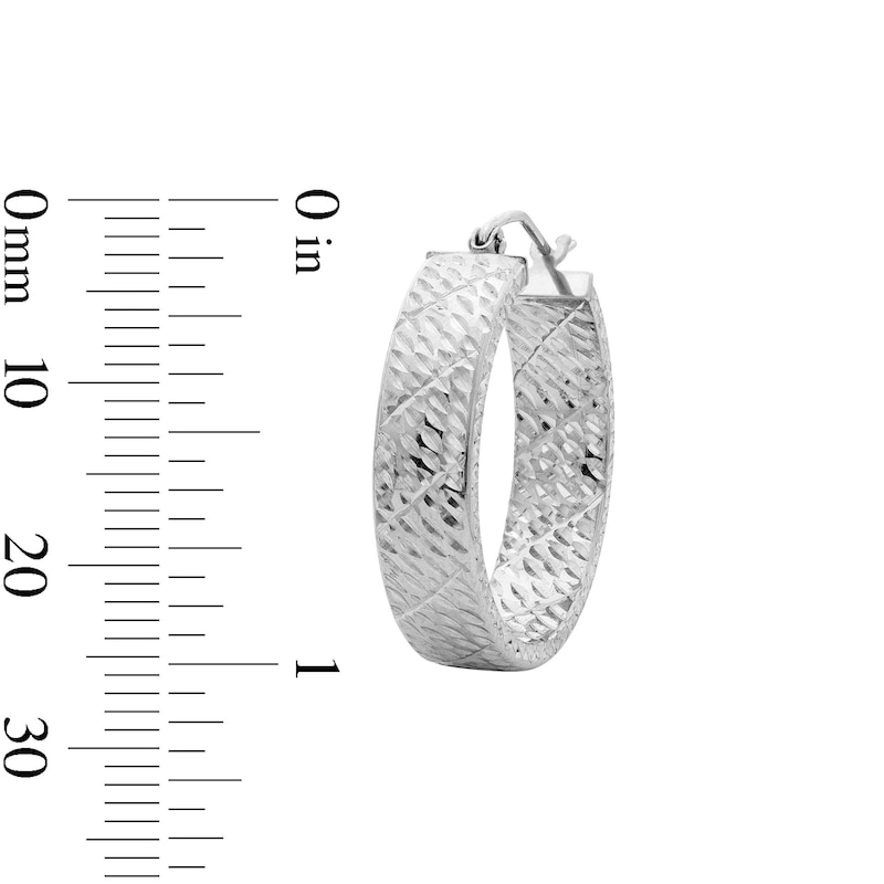Main Image 3 of 26.0mm Diamond-Cut Hoop Earrings in Sterling Silver