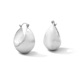 Tapered Dome Hoop Earrings in Sterling Silver