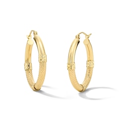 25.0mm Diamond-Cut Half-and-Half Hoop Earrings in 10K Gold