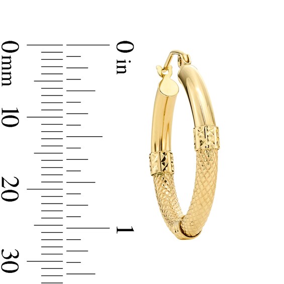 25.0mm Diamond-Cut Half-and-Half Hoop Earrings in 10K Gold