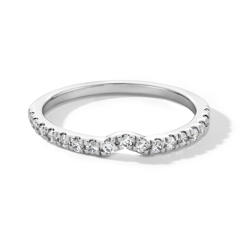 Main Image 1 of 1/4 CT. T.W. Lab-Grown Diamond Notched Contour Band in 14K White Gold (F/VS2)