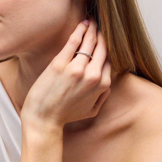 1/4 CT. T.w. Lab-Grown Diamond Notched Contour Band in 14K White Gold (F/Vs2)