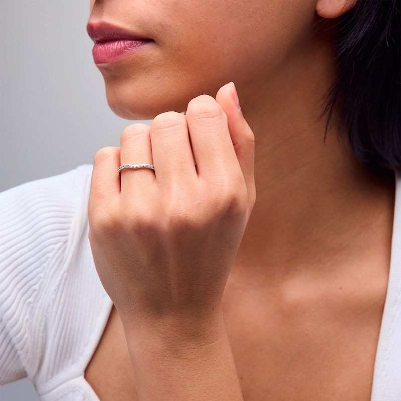 Main Image 2 of 1/4 CT. T.W. Lab-Grown Diamond Gentle Chevron Contour Band in 14K White Gold (F/VS2)