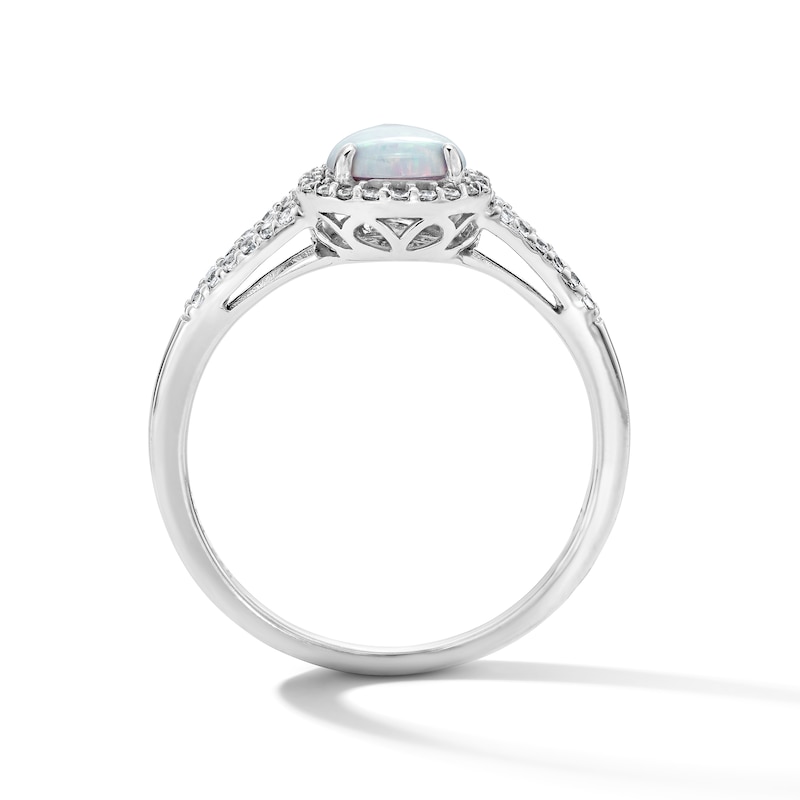 Main Image 2 of Pear-Shaped Lab-Created Opal and White Lab-Created Sapphire Pendant, Bracelet, Ring and Earrings Set in Sterling Silver