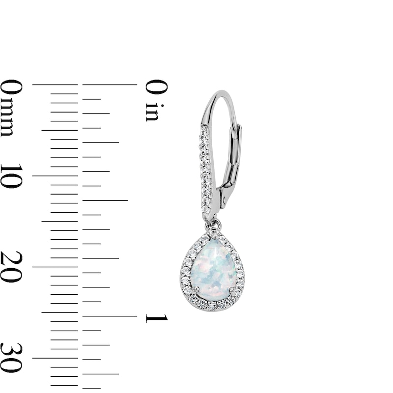 Main Image 4 of Pear-Shaped Lab-Created Opal and White Lab-Created Sapphire Pendant, Bracelet, Ring and Earrings Set in Sterling Silver