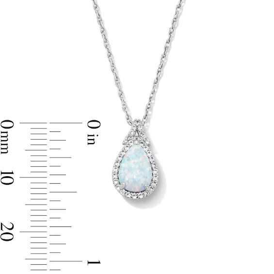 Pear-Shaped Lab-Created Opal and White Lab-Created Sapphire Pendant, Bracelet, Ring and Earrings Set in Sterling Silver
