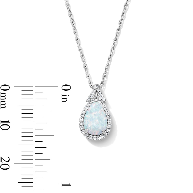 Main Image 5 of Pear-Shaped Lab-Created Opal and White Lab-Created Sapphire Pendant, Bracelet, Ring and Earrings Set in Sterling Silver