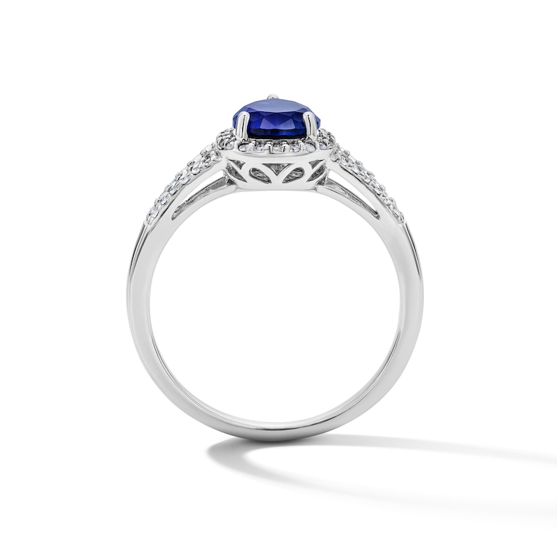 Main Image 2 of Pear-Shaped Blue and White Lab-Created Sapphire Pendant, Bracelet, Ring and Earrings Set in Sterling Silver