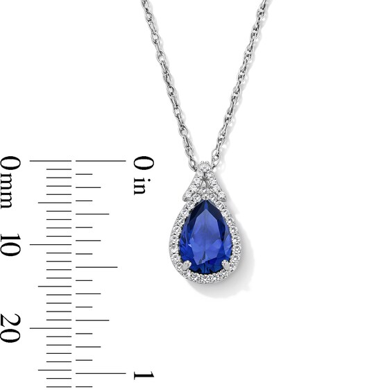 Pear-Shaped Blue and White Lab-Created Sapphire Pendant, Bracelet, Ring and Earrings Set in Sterling Silver