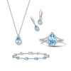 Thumbnail Image 1 of Pear-Shaped Swiss Blue Topaz and White Lab-Created Sapphire Pendant, Bracelet, Ring and Earrings Set in Sterling Silver