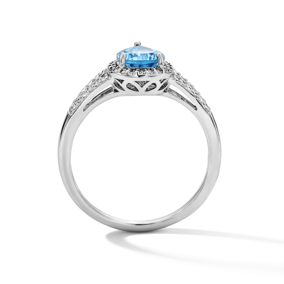 Pear-Shaped Swiss Blue Topaz and White Lab-Created Sapphire Pendant, Bracelet, Ring and Earrings Set in Sterling Silver