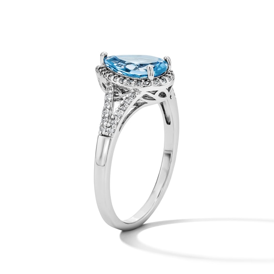 Pear-Shaped Swiss Blue Topaz and White Lab-Created Sapphire Pendant, Bracelet, Ring and Earrings Set in Sterling Silver