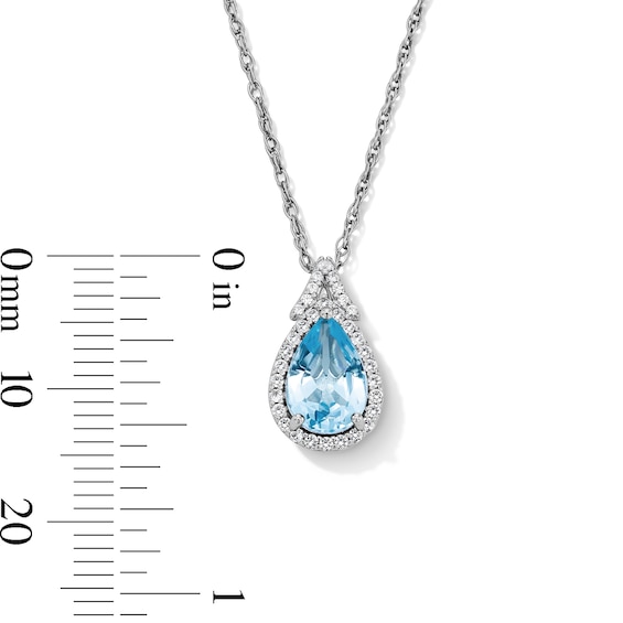 Pear-Shaped Swiss Blue Topaz and White Lab-Created Sapphire Pendant, Bracelet, Ring and Earrings Set in Sterling Silver
