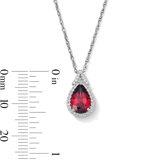 Pear-Shaped Garnet and White Lab-Created Sapphire Pendant, Bracelet, Ring and Earrings Set in Sterling Silver