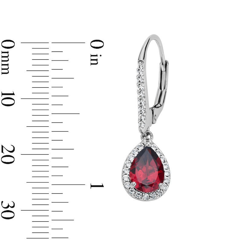 Main Image 5 of Pear-Shaped Garnet and White Lab-Created Sapphire Pendant, Bracelet, Ring and Earrings Set in Sterling Silver