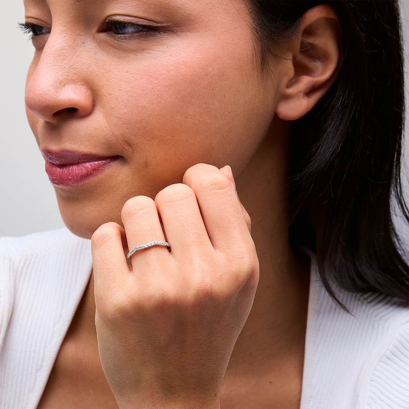 Main Image 2 of 1/4 CT. T.W. Lab-Grown Diamond Gentle Wave Contour Band in 14K White Gold (F/VS2)