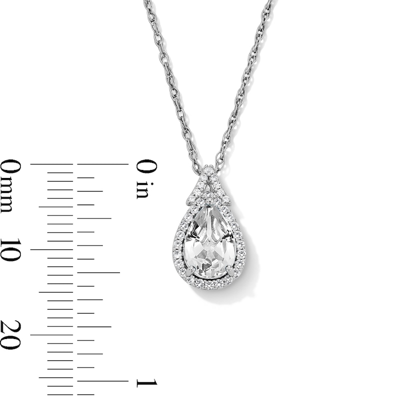 Main Image 4 of Pear-Shaped White Lab-Created Sapphire Pendant, Bracelet, Ring and Earrings Set in Sterling Silver