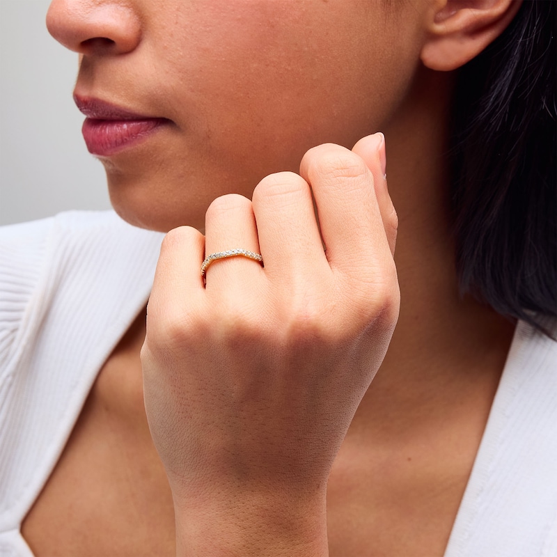 Main Image 2 of 1/4 CT. T.W. Lab-Grown Diamond Gentle Wave Contour Band in 14K Gold (F/VS2)