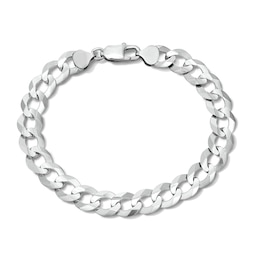 9.6mm Diamond-Cut Concave Curb Chain Bracelet - 8.5”