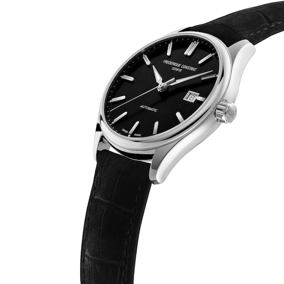 Men's Frederique Constant Classics Index Automatic Watch with Black Dial and Black Leather Strap (Model: Fc-303Nb5B6)